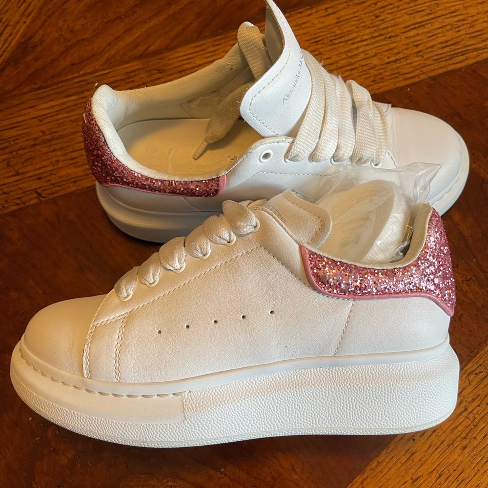 Alexander McQueen Kids Pink Glitter Sneakers